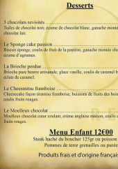 Menu Le Gaia - Les desserts et menu enfant