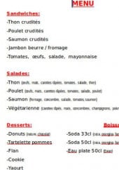 Menu Paix'sandwich - Sandwiches, salades, desserts,....