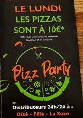 Menu Pizza Party - Carte et menu Pizza Party, Roeze sur Sarthe