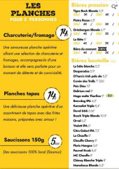 Menu Warehouse - Les planches et bières