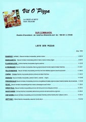 Menu Vite O'pizza - Les pizzas