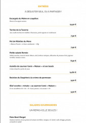 Menu La Taverne Le Mans - Les entrées et salades