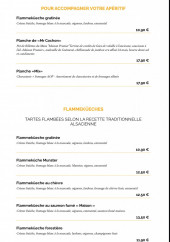 Menu La Taverne Le Mans - Les apéritifs et flammekueches