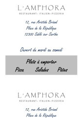 Menu L'Amphora - Carte et menu L'Amphora Sable sur Sarthe