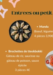 Menu Rice to meet you - Les entrées et petits faims