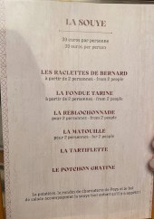 Menu L'Etable des Lys - La carte