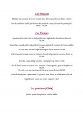 Menu La Taiga - La carte du soir : poissons, viandes et garnitures