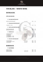 Menu Le Chalet de Courchevel - Les vins