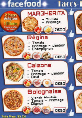 Menu Facefood - Les pizzas