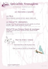 Menu La Bergerie de Raphaël - Spécialités fromagères et menu enfant