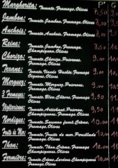 Menu Viva la Pizza - Pizzas 