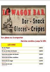 Menu Le Wagon Bar - Les vins