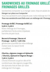 Menu La Cantine - les sandwiches