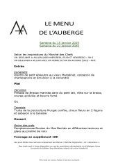 Menu Auberge d'Aillon et d'Ailleurs - Le menu de l&#039;auberge