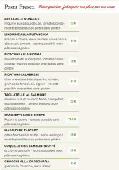 Menu Italoria - Pâtes fraîches