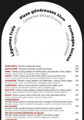 Menu La Root's Pizzas - Les pizzas