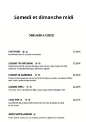 Menu Cuzco - Le déjeuner