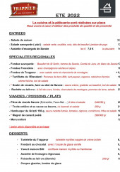 Menu Le Trappeur - La carte