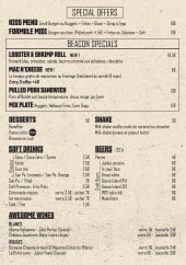 Menu Beacon - les spécialités, desserts et softs,...