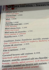 Menu Bleu de toi - Les crêpes sucrées