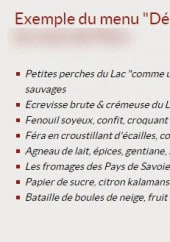 Menu Clos des Sens - Exemple du menu "Découverte Premières Sensibilités" 