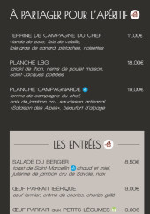 Menu La Brasserie Gourmande - Les entrées,  et à partager