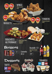 Menu Le Bap's - Les wings, nuggets, tenders...