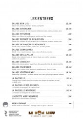 Menu Le Bon Lieu - Entrées