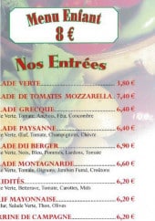 Menu Le Napoli - menu enfant, les entrées, salades et pâtes 