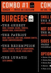 Menu The Roster - Les burgers, small burger, hot dog...