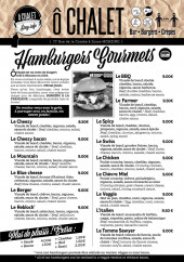 Menu Ô Chalet - Les burgers