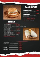 Menu Chick'n factory - Les menus, sandwichs et boissons,...