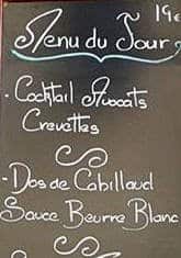 Menu La traboule - exemple de menu