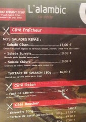 Menu L'alambic - Côté fraîcheurs, océan et boucher  