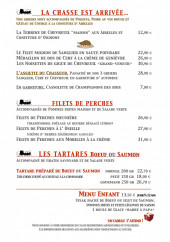 Menu La Diligence - Les viandes, filets de perches, tartares et menu enfant