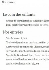 Menu Auberge De Bionnassay - Entrées