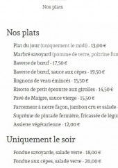Menu Auberge De Bionnassay - plats