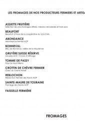 Menu La Folie Douce - les fromages