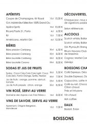 Menu La Folie Douce - les apéritifs , bières...