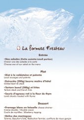 Menu Le Presteau - Les formules presteau