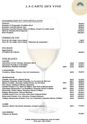 Menu Le Spot Mont Blanc - Les vins rosés et blancs