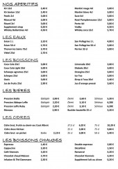 Menu Les Hauts du Lac - Les apéritifs, eaux...