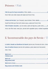 Menu Arcalod - poissons, incoutournables