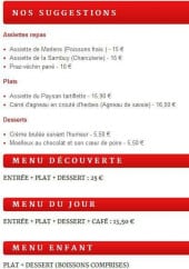 Menu L'Eterlou - Les suggestions et menus