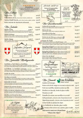 Menu Le Chalet du Lac - Entrées, salades et spécialités