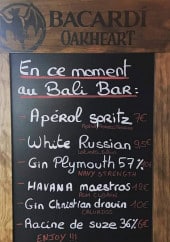 Menu Bali Bar - Les suggestions