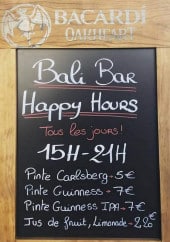 Menu Bali Bar - Le happy hour