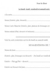Menu L'Auberge Ensoleillée - Pour le dîner