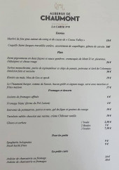 Menu Auberge de Chaumont - La carte