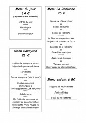 Menu La Rebloche - Les menus